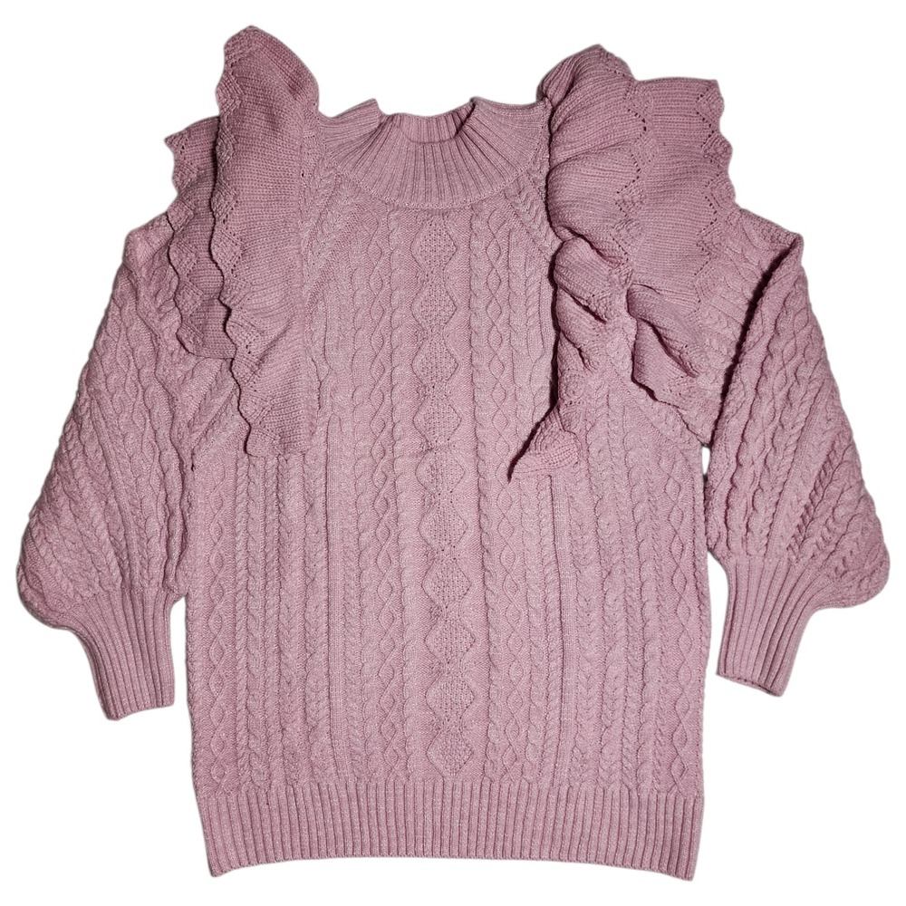 Listicle Mauve Ruffled Cowl Neck Sweater